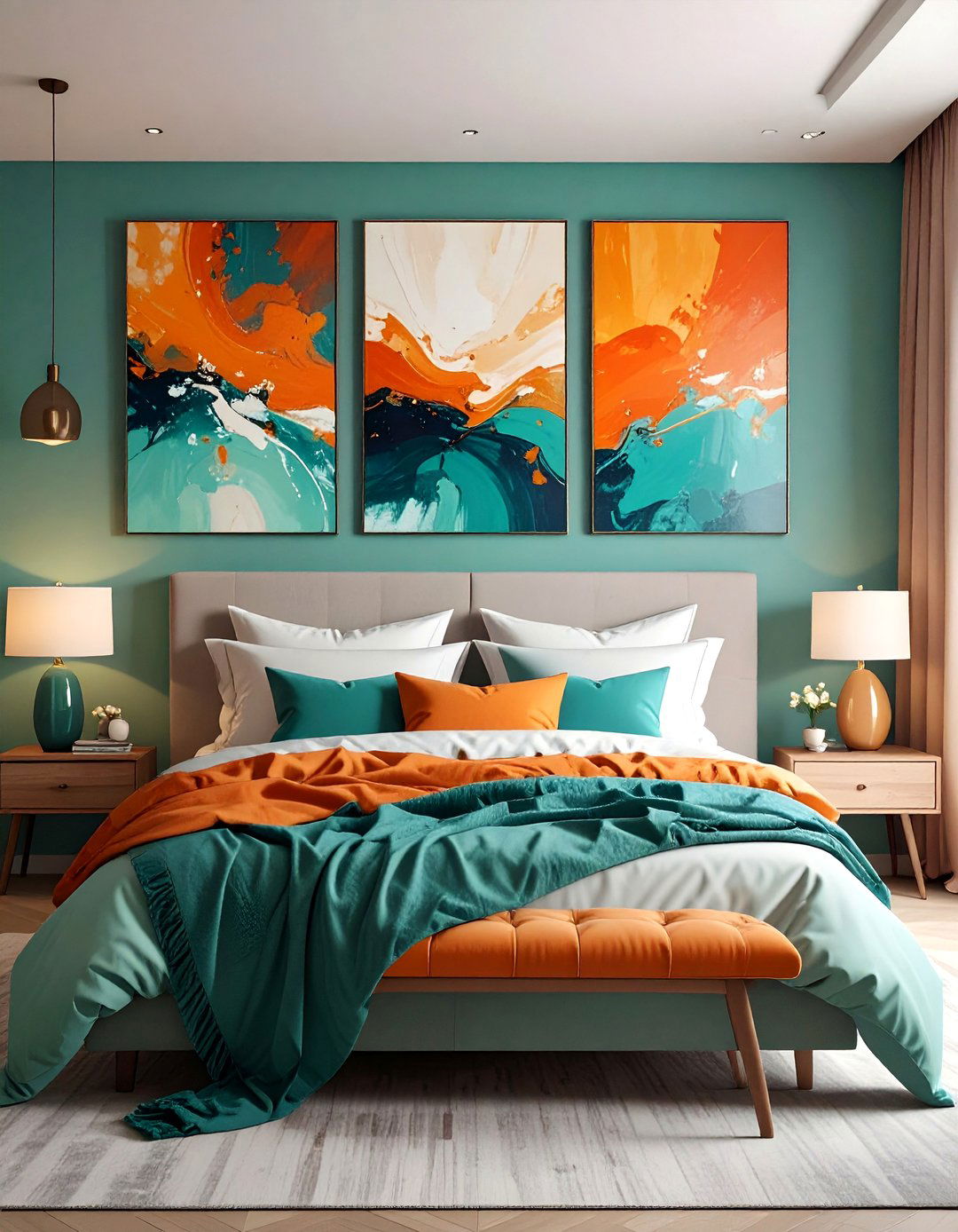Bohemian Flair Meets Bold Colors - 20 Teal and Orange Bedroom Ideas
