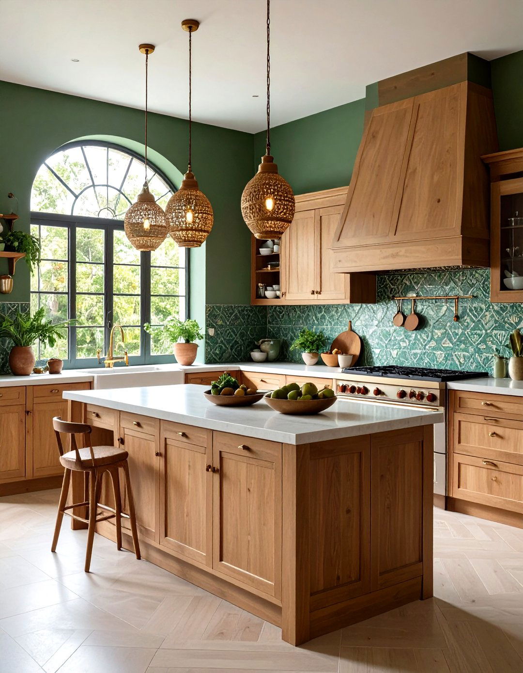 Bohemian Kitchen With Green Backsplash Moroccan Tile Design - 20 Kitchen With Green Backsplash Ideas