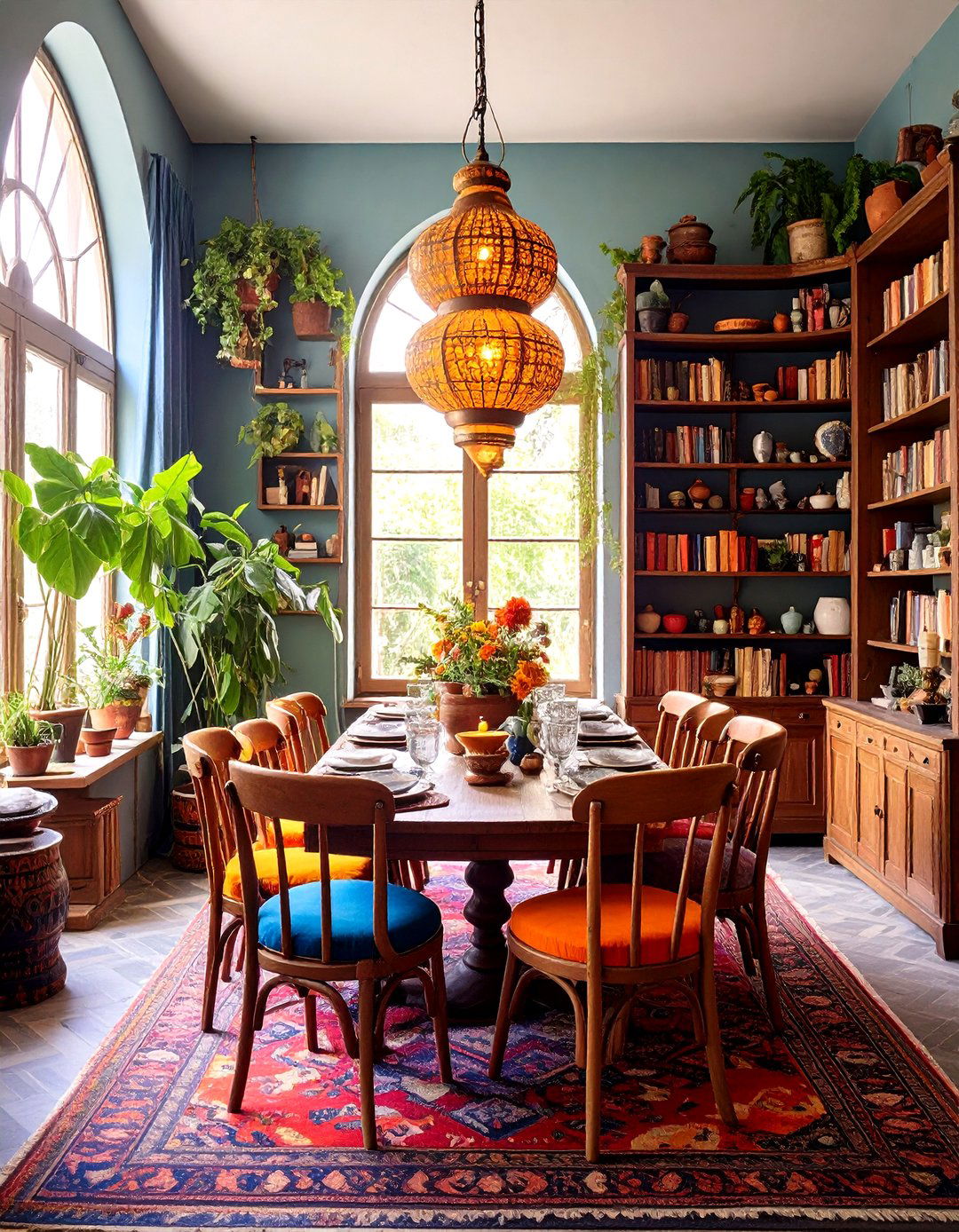 Bohemian Library Dining Room Combo - 20 Library Dining Room Combo Ideas