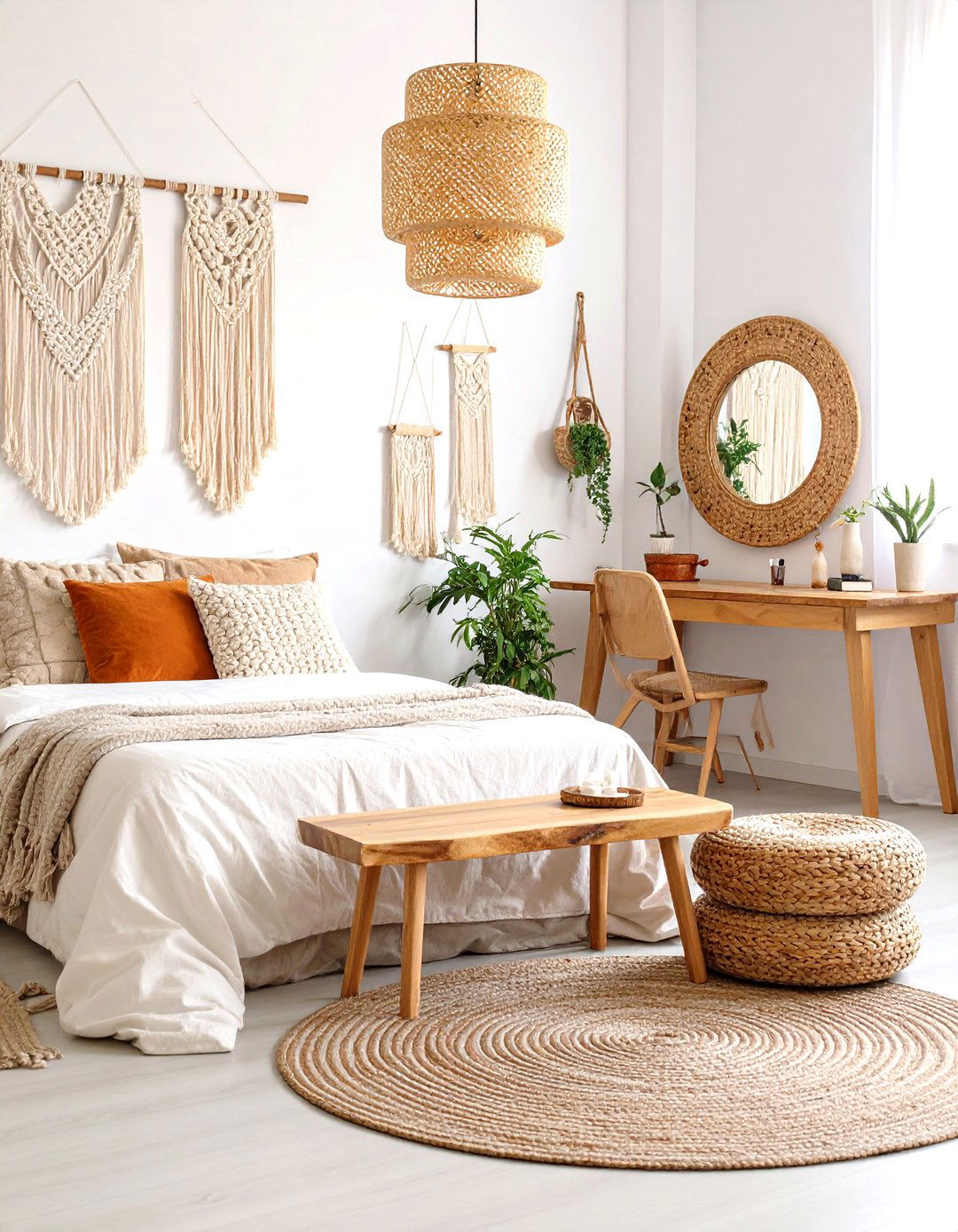 Bohemian Macrame Makeup Vanity with Natural Elements - 20 Makeup Vanity Ideas
