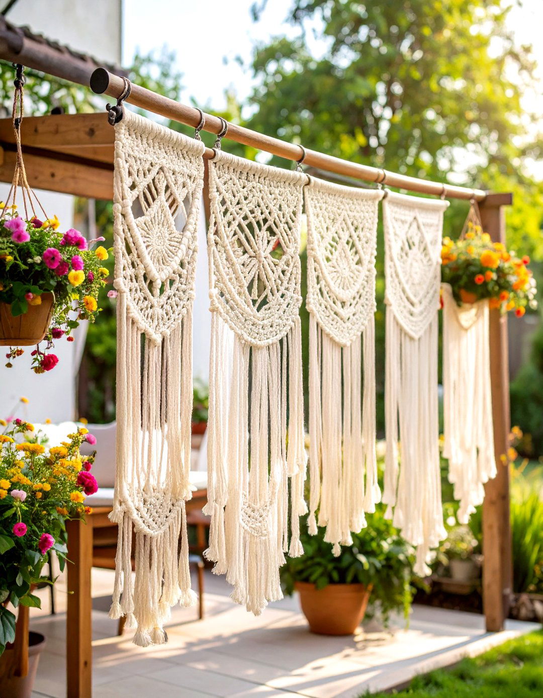 Bohemian Macrame Patio Curtain Style - 20 Patio Curtain Ideas