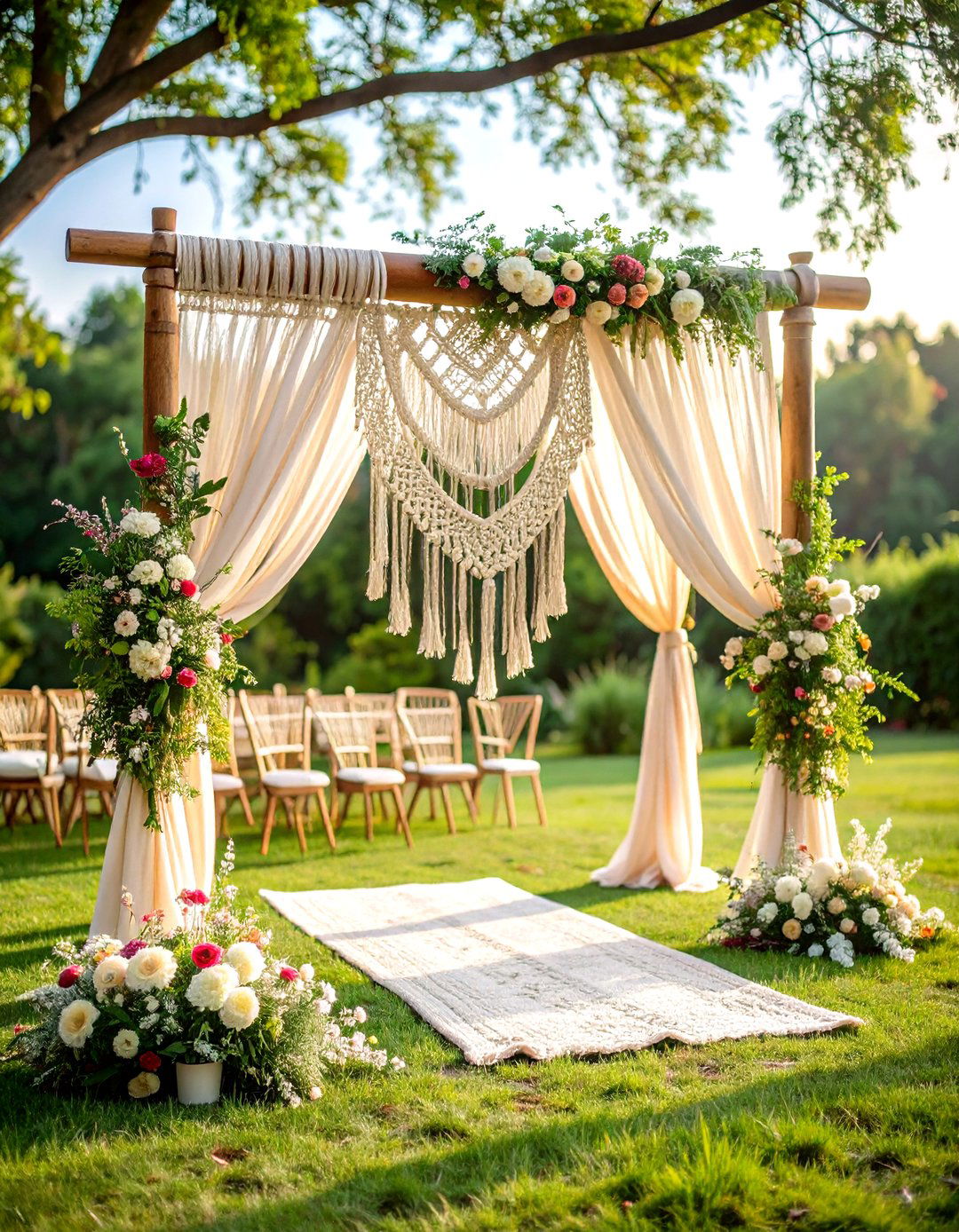 Bohemian Macrame Wedding Arch - 20 Wedding Arch Ideas