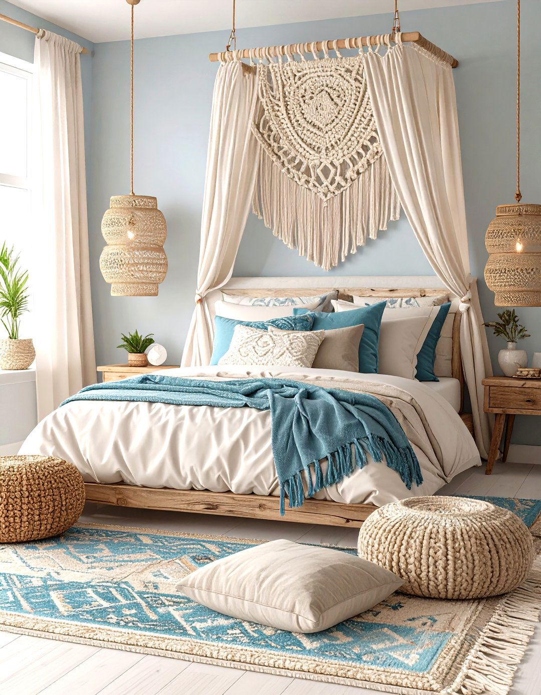 Bohemian Mermaid Bedroom with Macrame and Natural Textures - 20 Mermaid Bedroom Ideas