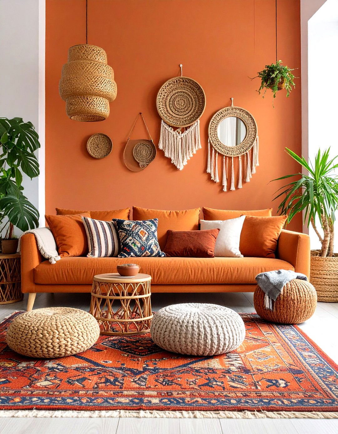 Bohemian Orange and Blue Living Room - 20 orange and blue living room ideas