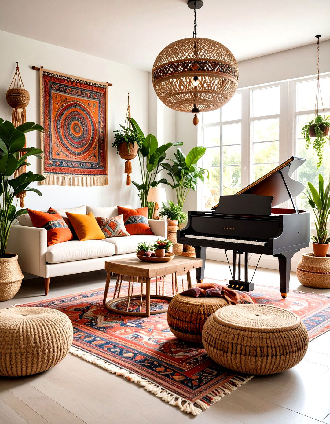 Bohemian Piano Room - 20 Piano Room Ideas