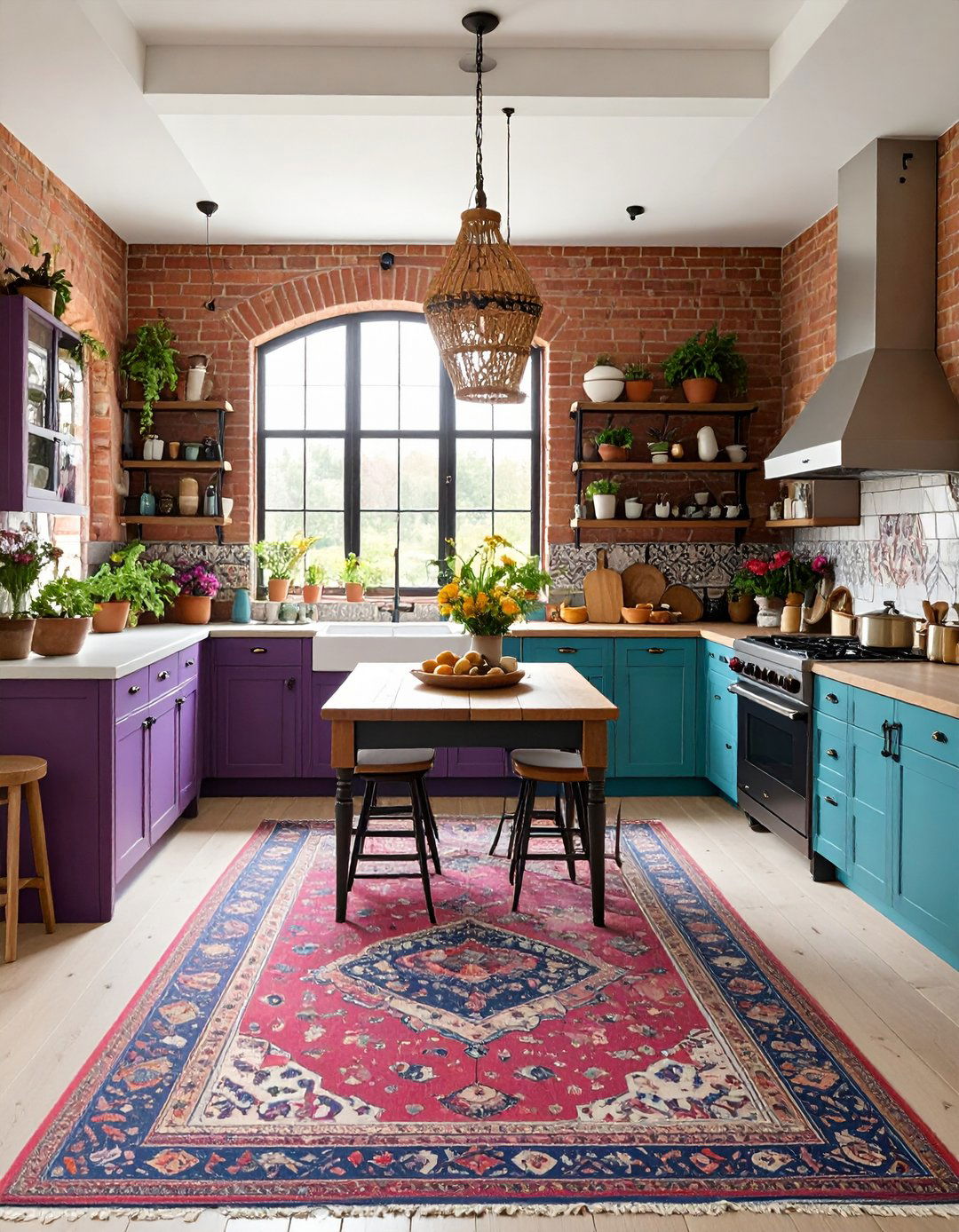 Bohemian Red Brick Kitchen Artistic Freedom - 20 Red Brick Kitchen Ideas