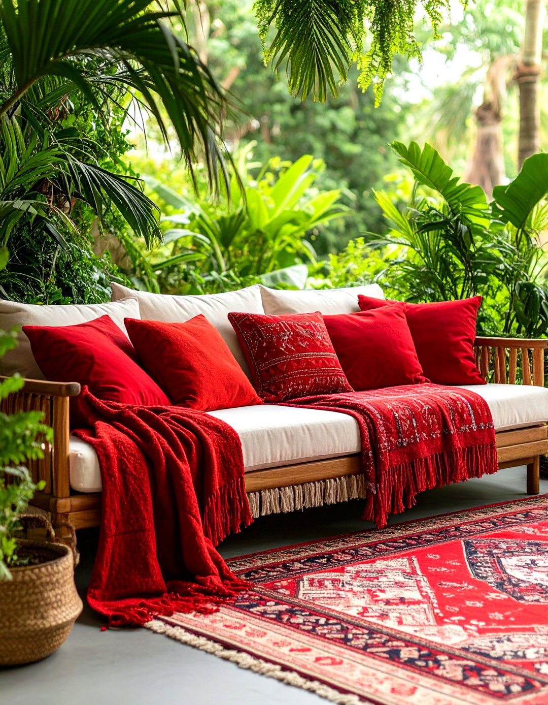 Bohemian Red Textiles and Throws - 20 Red Living Room Ideas