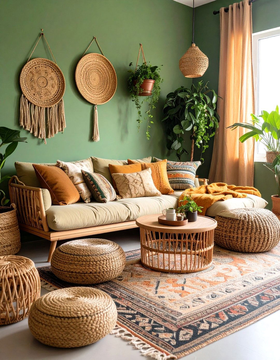 Bohemian Sage Green Oasis - 20 Sage Green Living Room Ideas