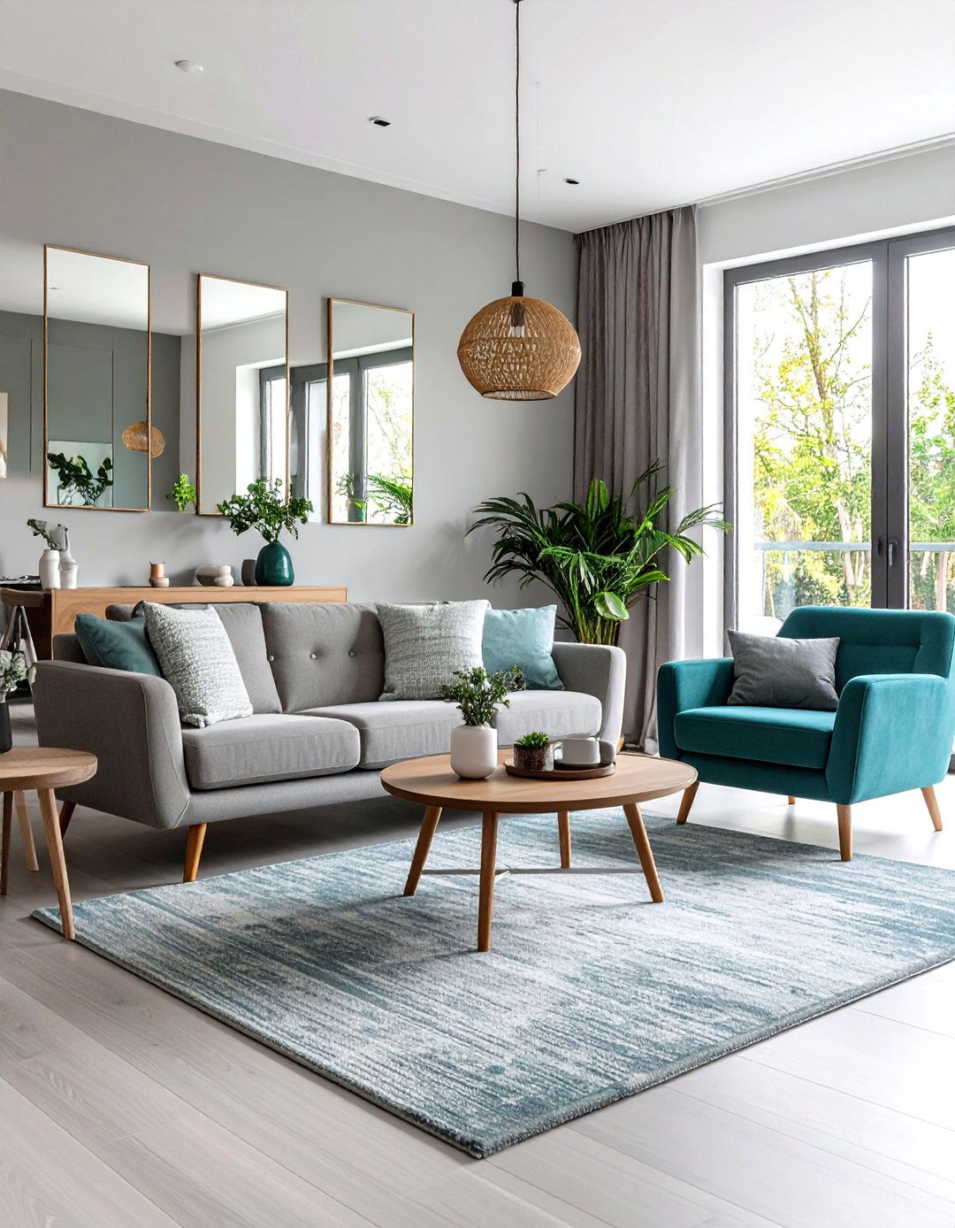 Bohemian Teal and Grey Mix - 20 Teal and Grey Living Room Ideas