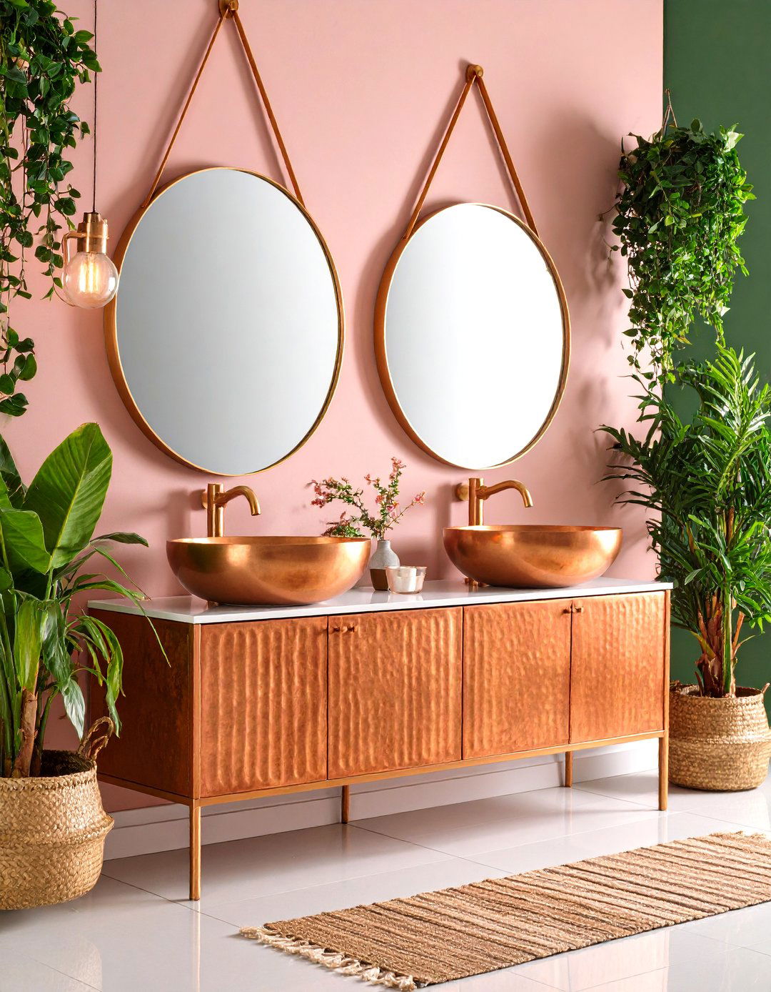 Boho Bathroom Copper Accent Features - 20 Boho Bathroom Ideas
