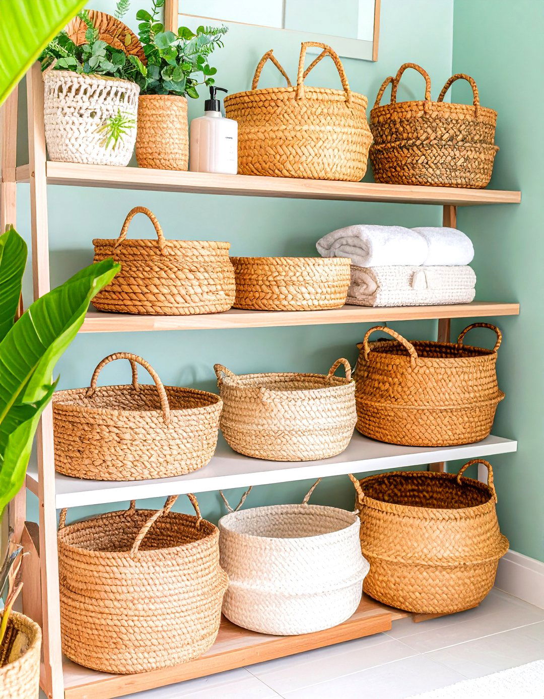 Boho Bathroom Handwoven Textile Storage - 20 Boho Bathroom Ideas