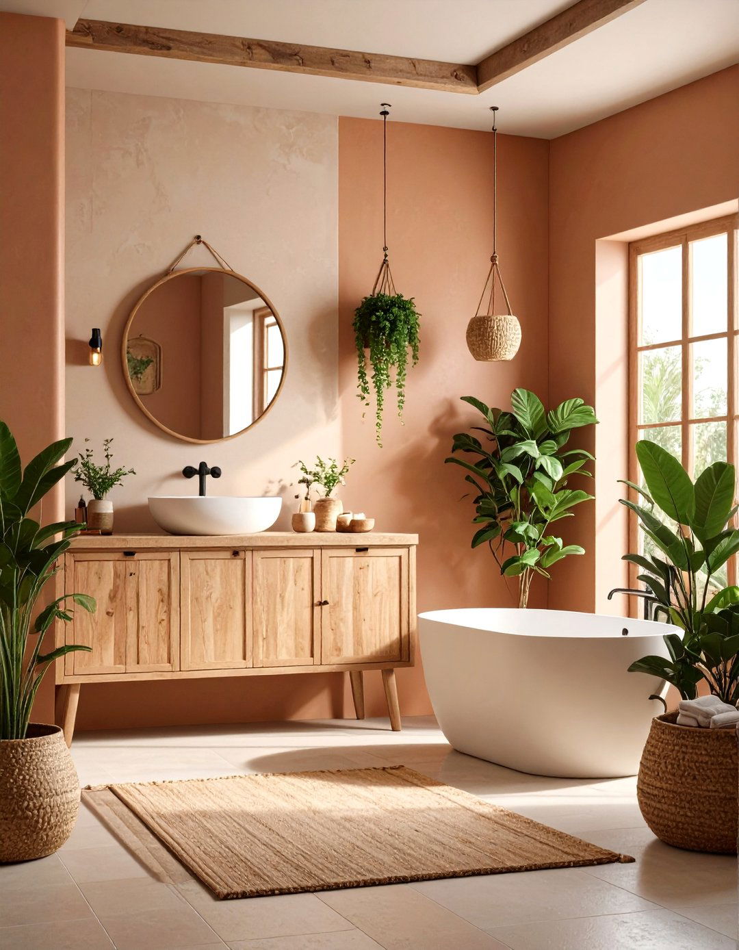 Boho Bathroom Lime Wash Wall Treatment - 20 Boho Bathroom Ideas