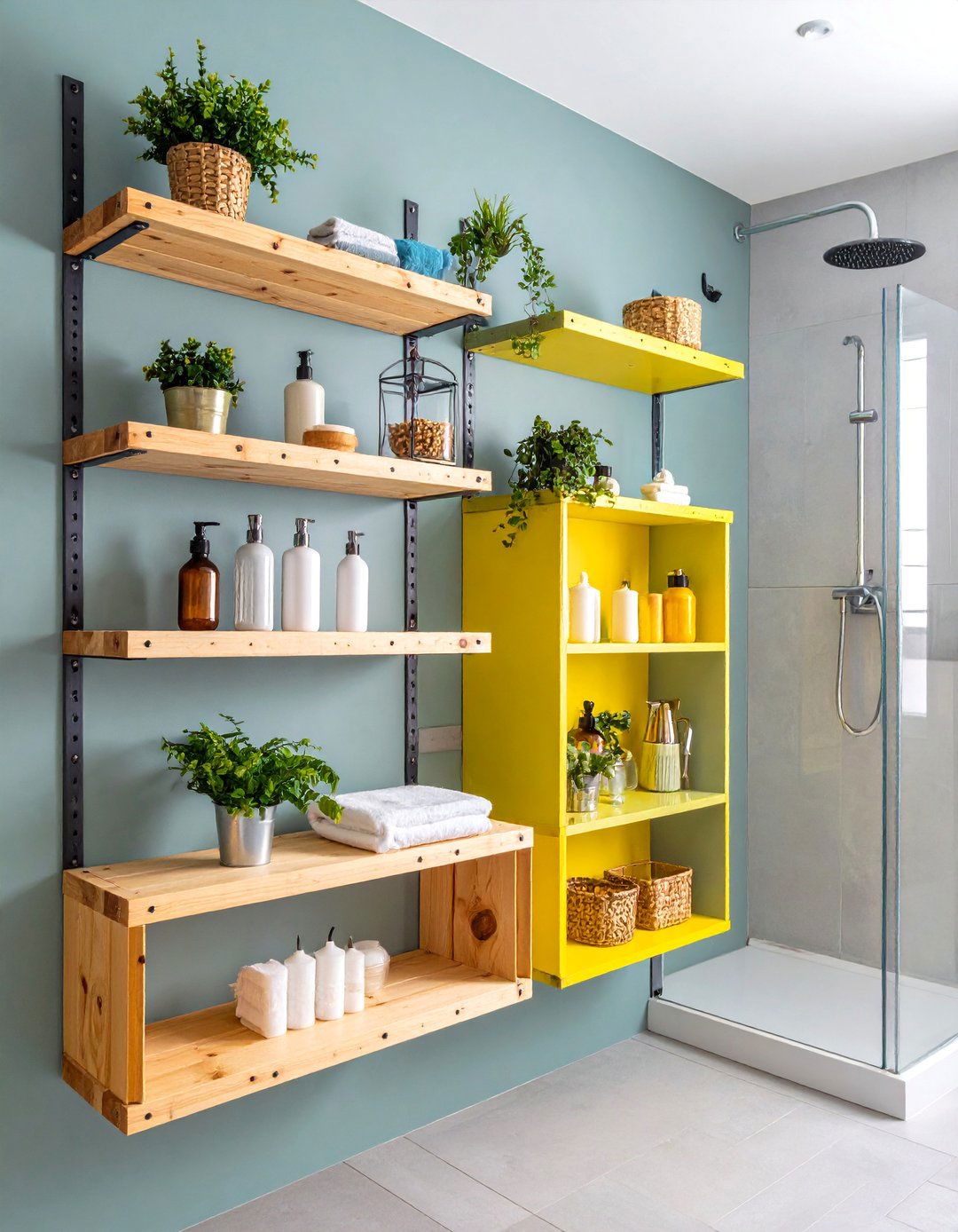 Boho Bathroom Reclaimed Wood Shelving - 20 Boho Bathroom Ideas