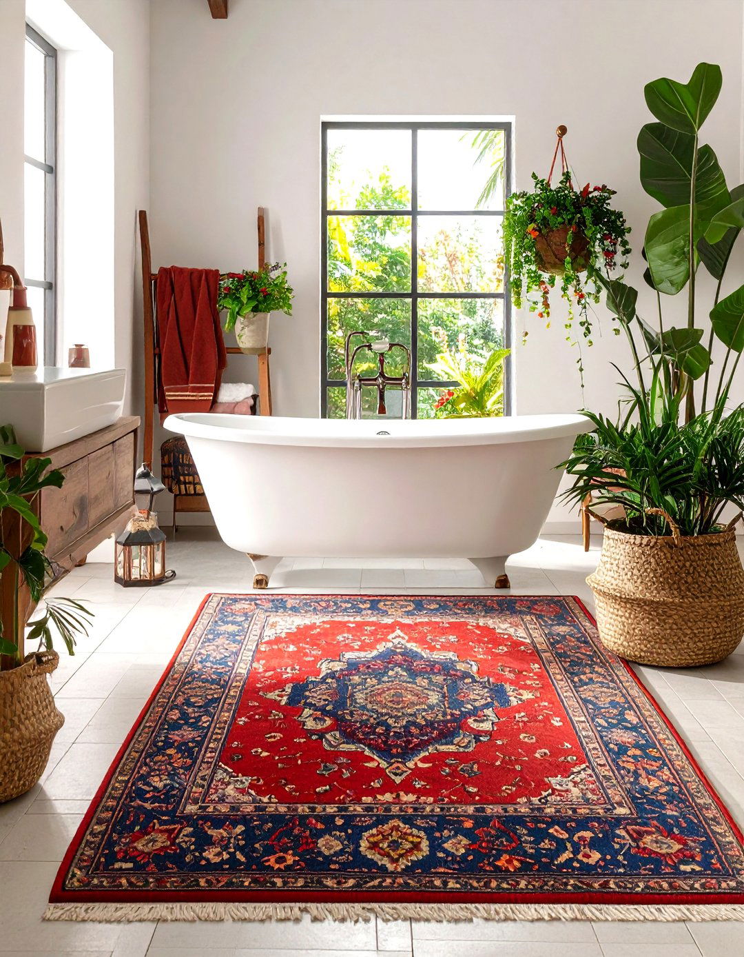 Boho Bathroom Vintage Persian Rugs - 20 Boho Bathroom Ideas