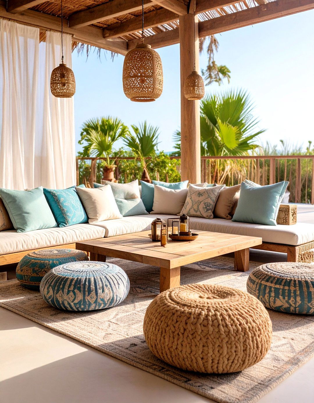 Boho Beach Bedroom Floor Cushion Lounge Area - 20 Boho Beach Bedroom Ideas