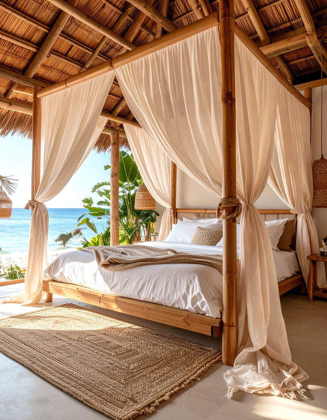 Boho Beach Bedroom Flowing Canopy Curtains - 20 Boho Beach Bedroom Ideas