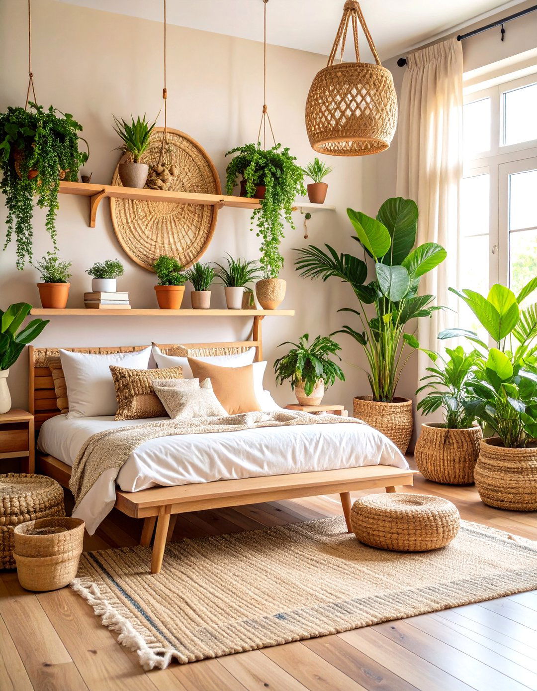 Boho Beach Bedroom Indoor Plant Oasis - 20 Boho Beach Bedroom Ideas