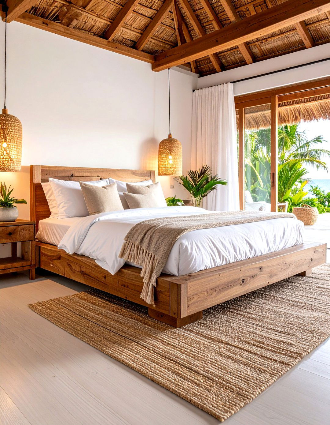 Boho Beach Bedroom Low Platform Bed Design - 20 Boho Beach Bedroom Ideas