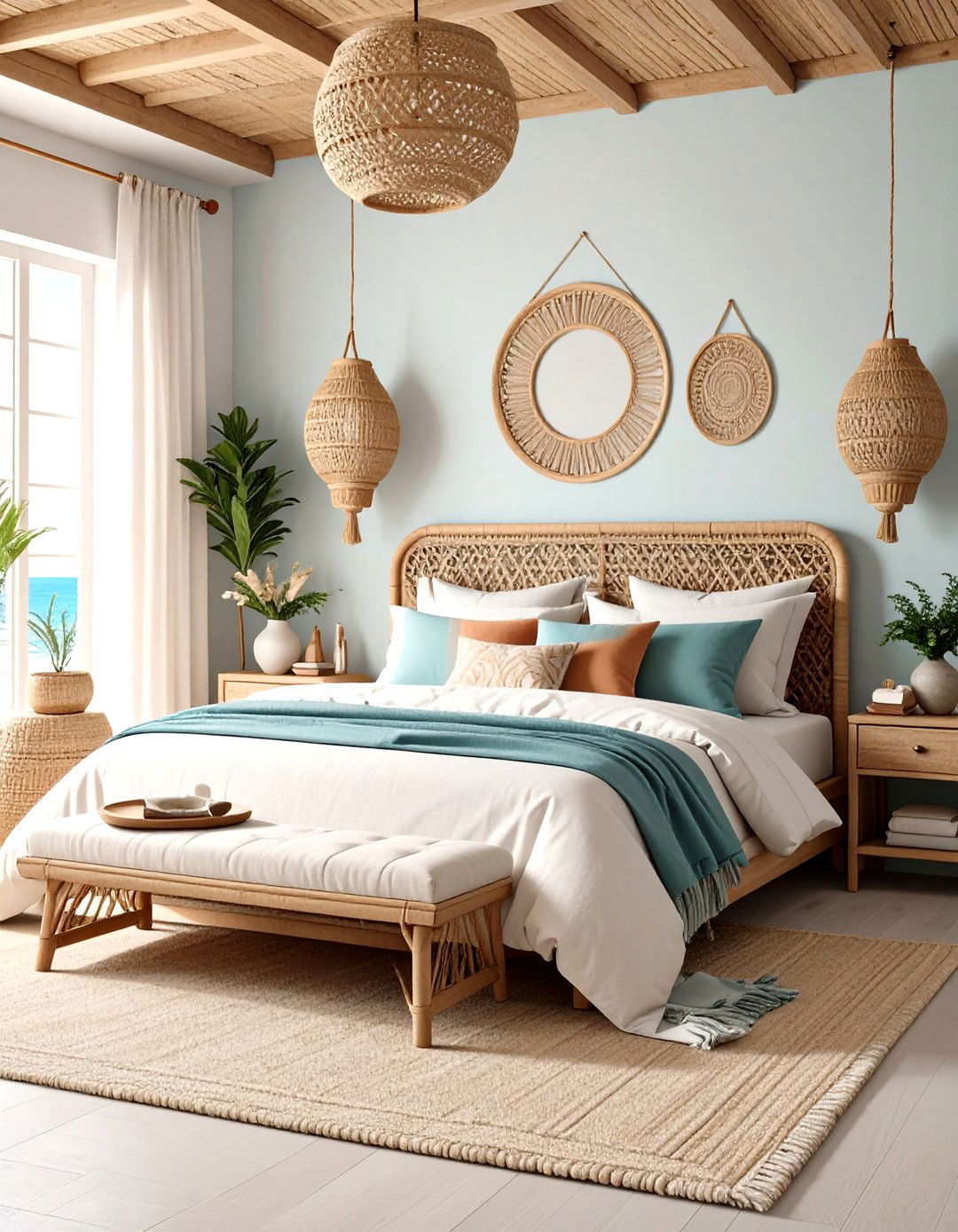Boho Beach Bedroom Natural Material Combinations - 20 Boho Beach Bedroom Ideas