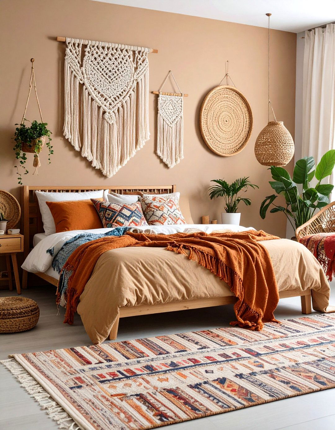 Boho Chic Layers - 20 Tan Bedroom Ideas