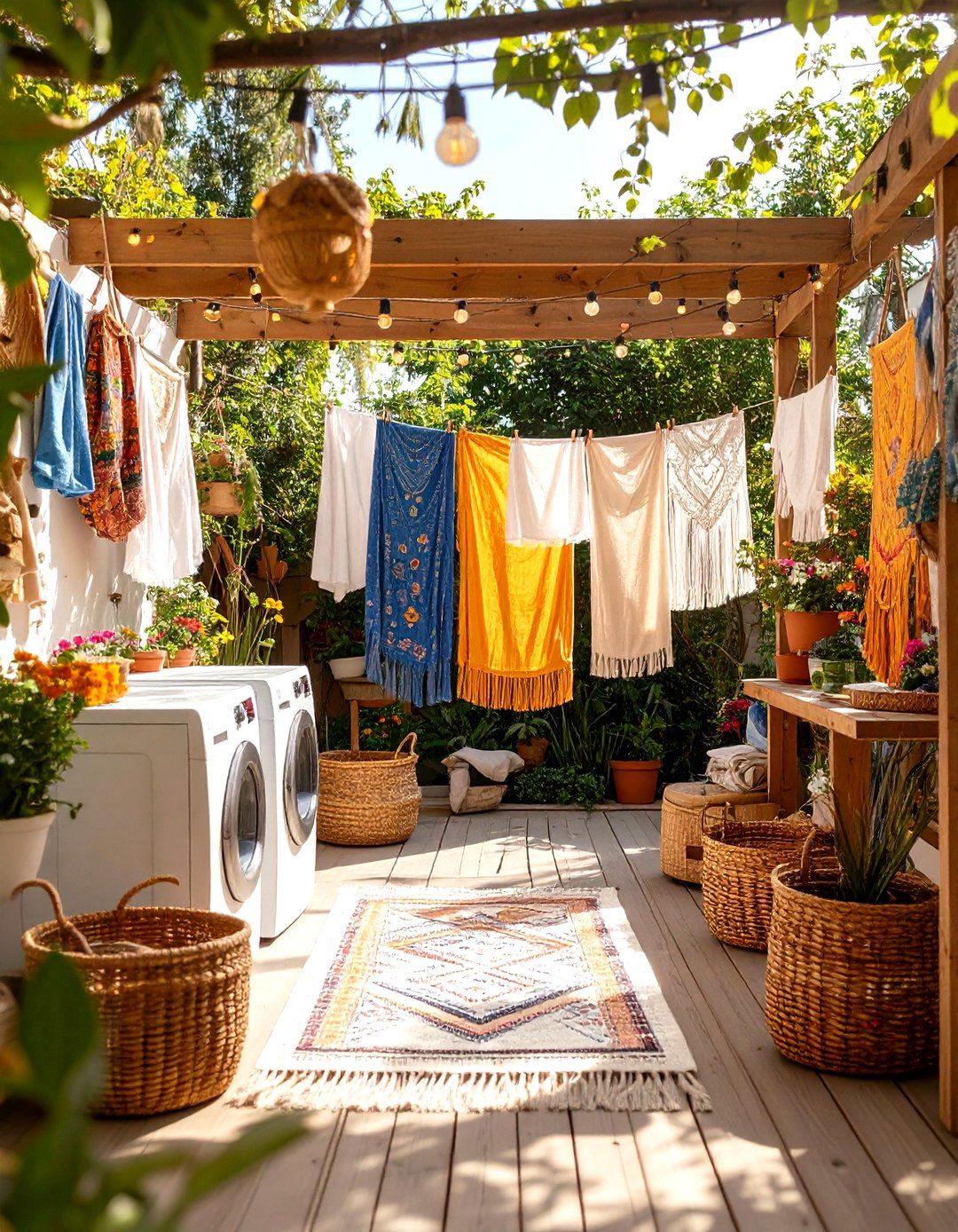 Boho Chic Outdoor Laundry Area Design - 20 Outdoor Laundry Area Design Ideas