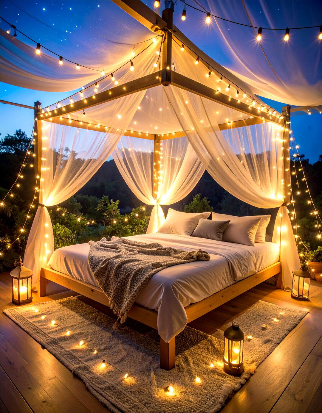 Boho Dorm Room Fairy Light Canopy - 20 Boho Dorm Room Ideas