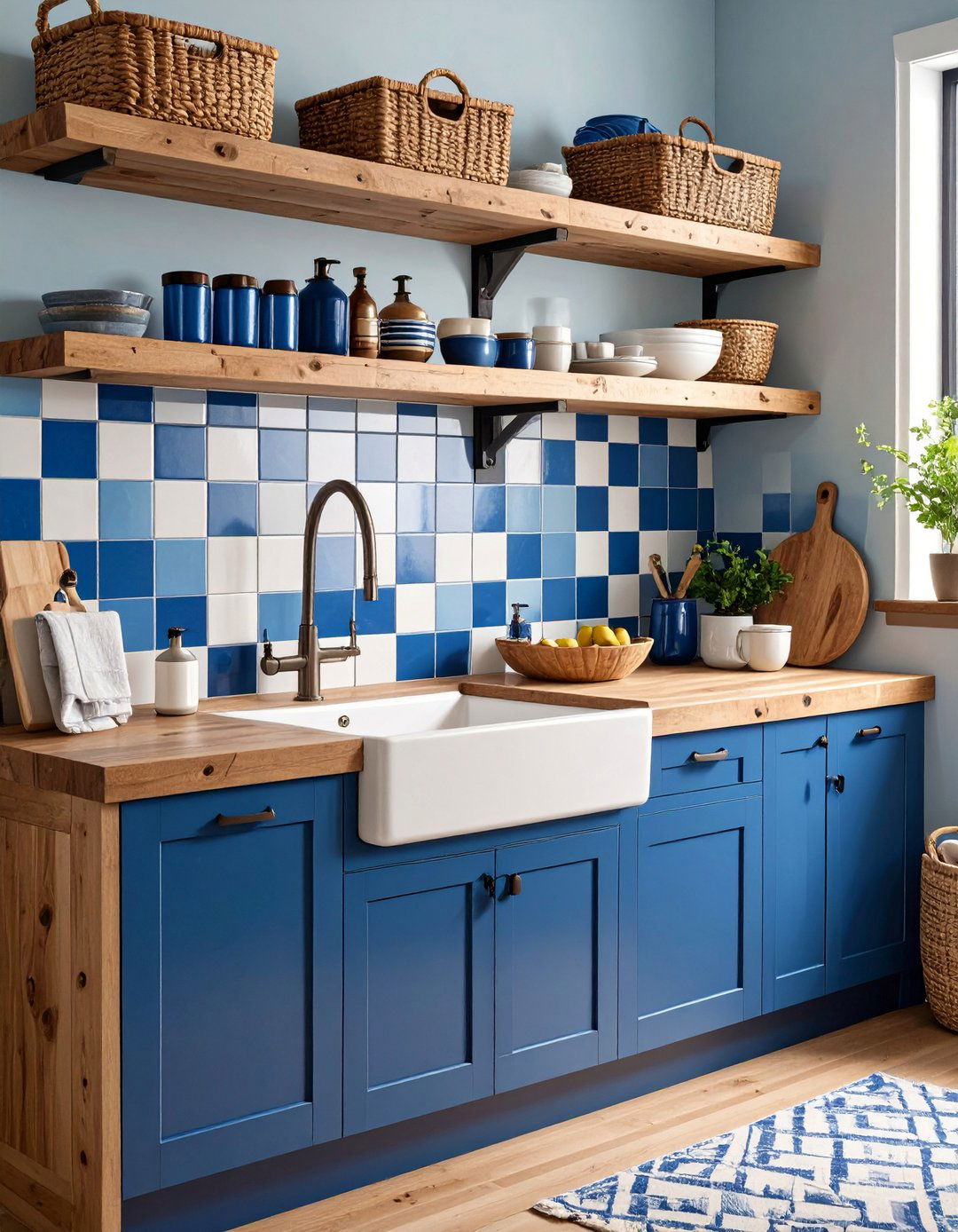 Boho Handmade Tile Mix - 20 Blue and White Bathroom Ideas