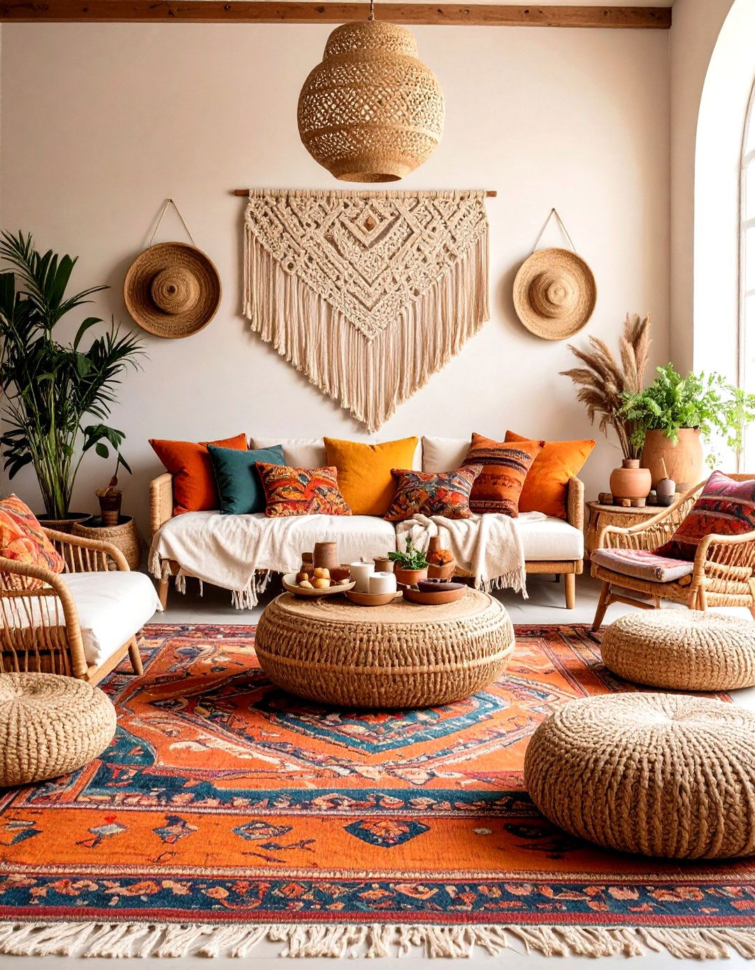 Boho Layering with Textiles - 20 Dulux Egyptian Cotton Living Room Ideas