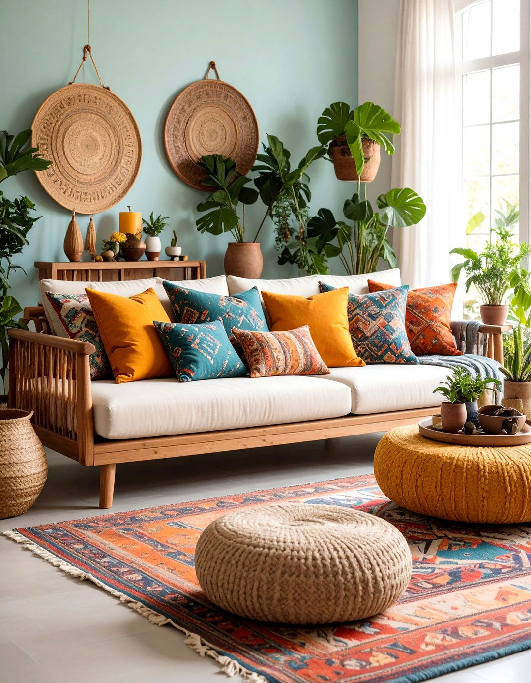 Boho Living Room Couch with Eclectic Styling - 20 Living Room Couch Ideas