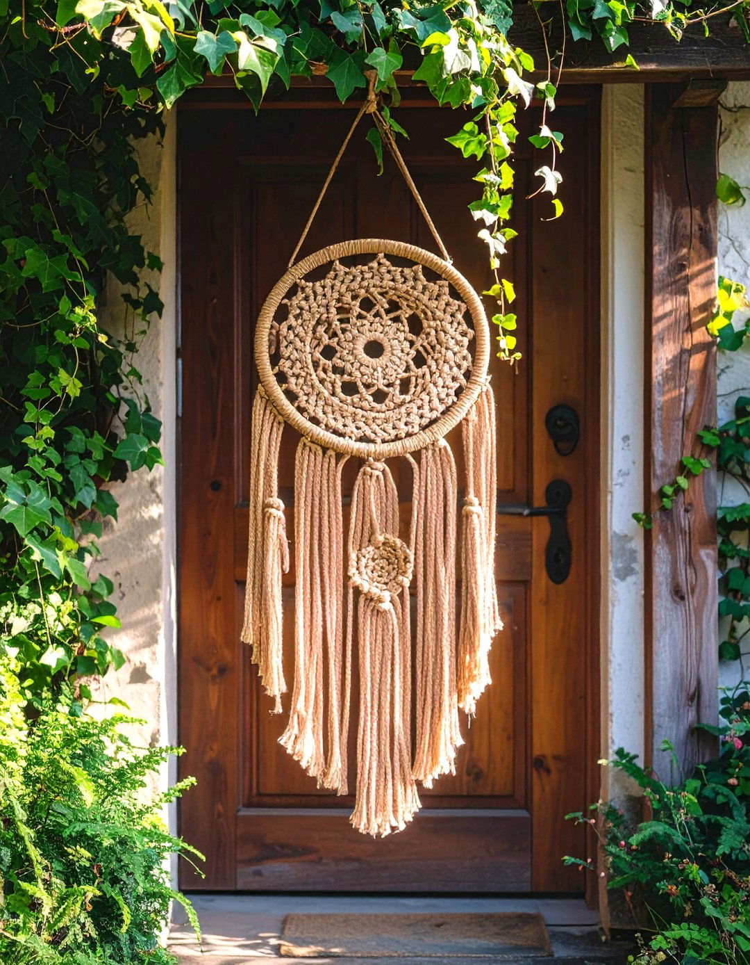 Boho Macrame Hangers - 20 Summer Front Door Decor Ideas