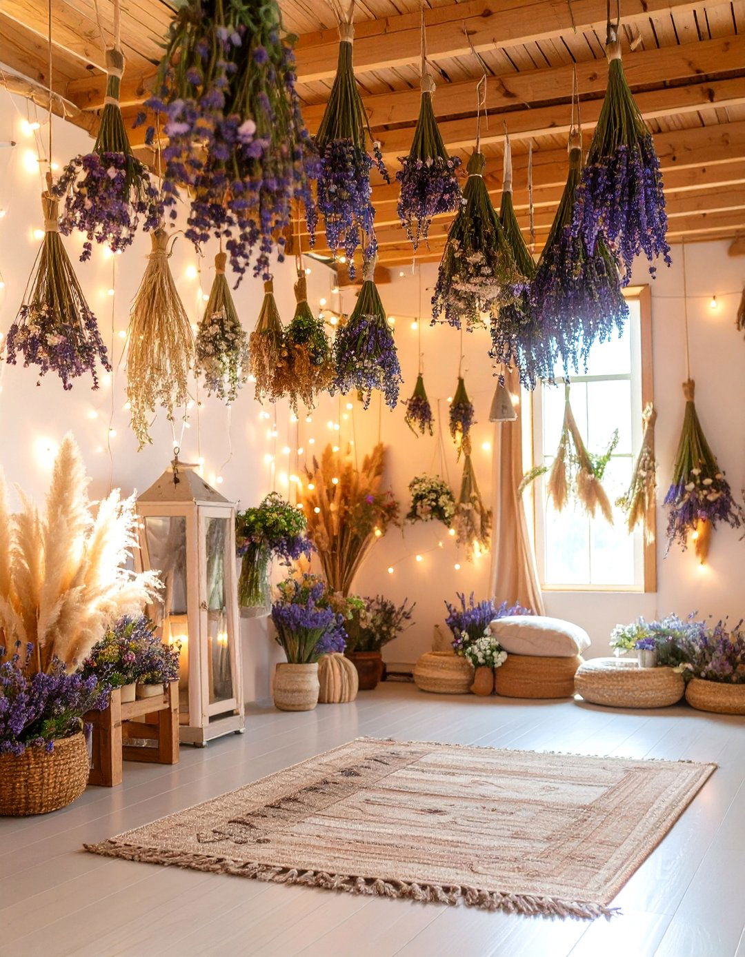 Boho Meditation Room Dried Flower Installations - 20 Boho Meditation Room Ideas