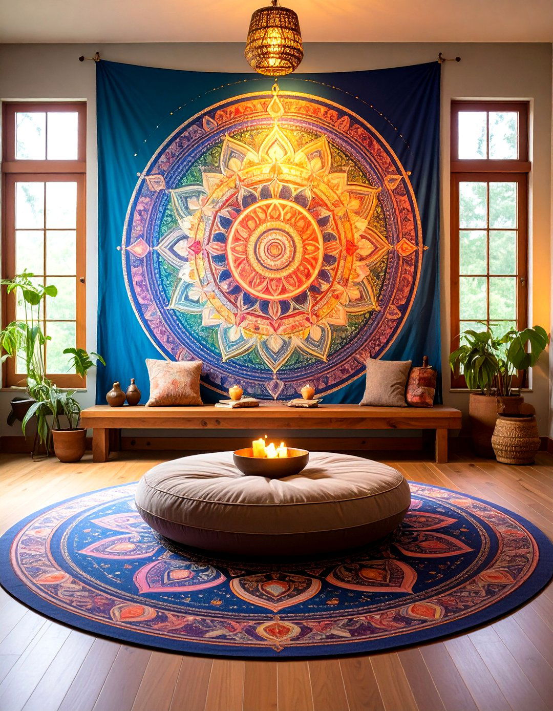 Boho Meditation Room Tapestry Feature Walls - 20 Boho Meditation Room Ideas