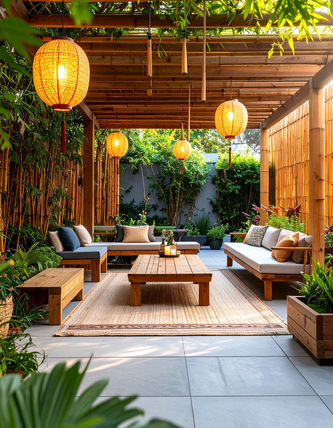 Boho Patio Bamboo and Wood Fusion - 20 Boho Patio Ideas