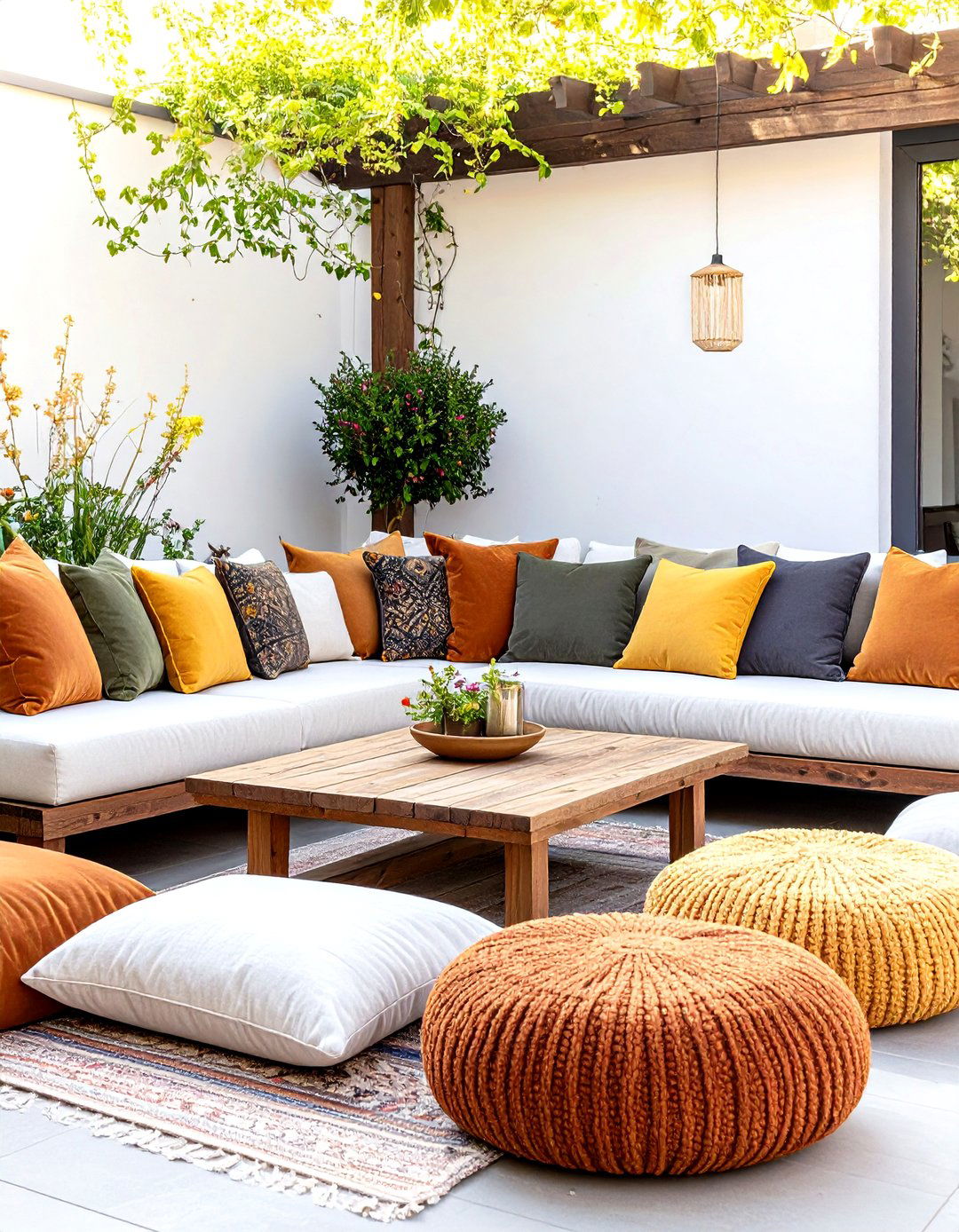 Boho Patio Floor Cushion Meditation Zone - 20 Boho Patio Ideas