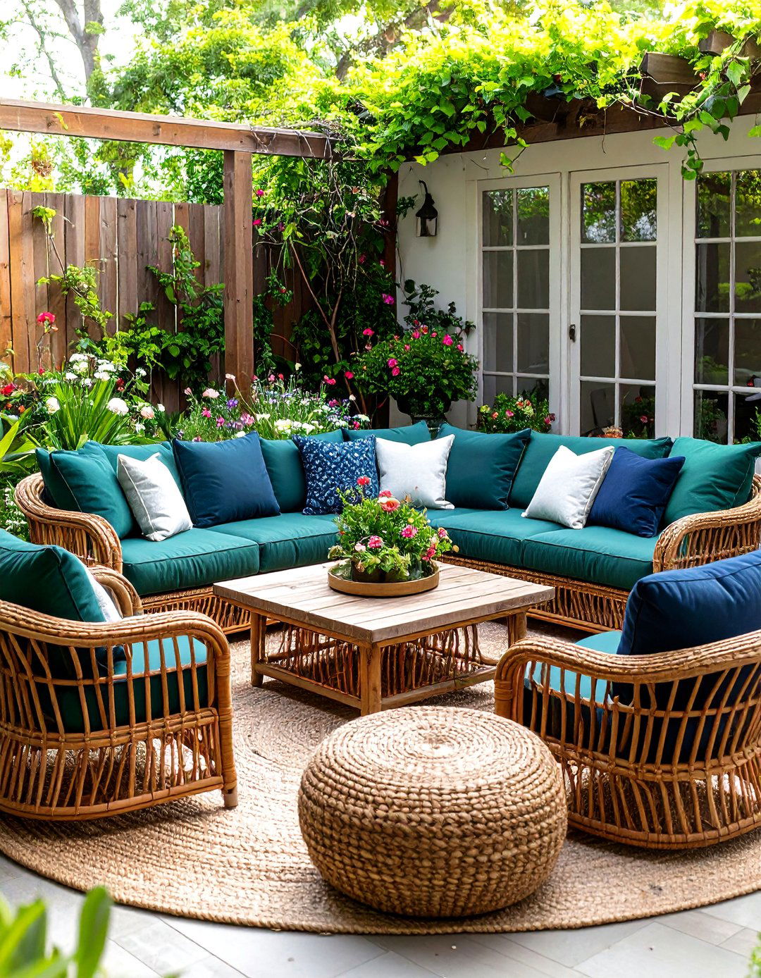 Boho Patio Natural Rattan Seating Circle - 20 Boho Patio Ideas