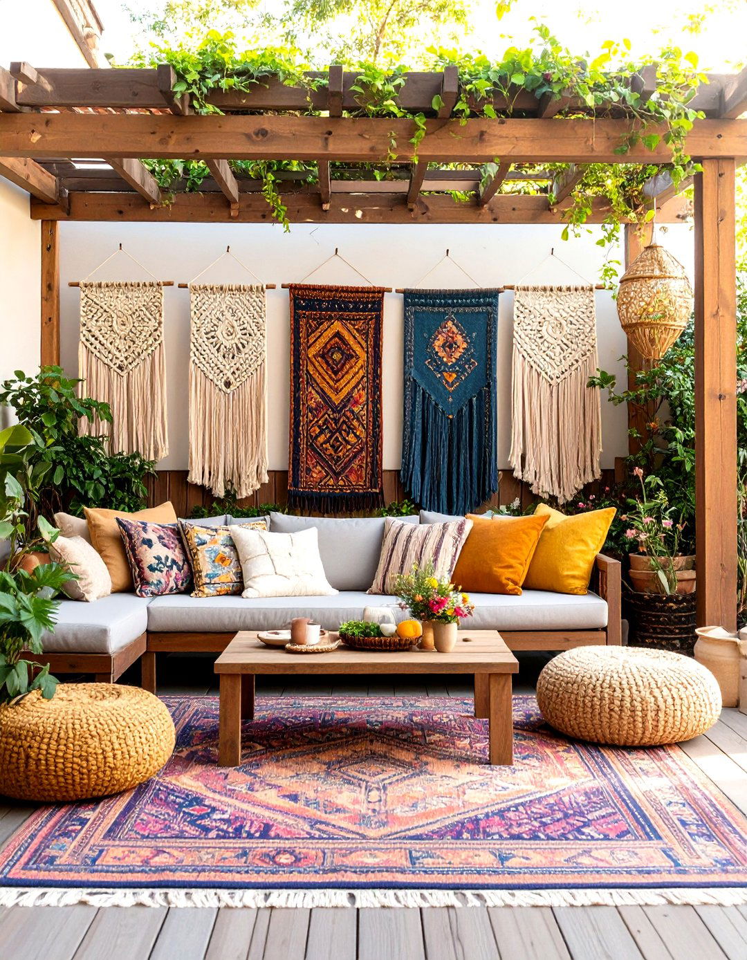 Boho Patio Tapestry Wall Art Gallery - 20 Boho Patio Ideas
