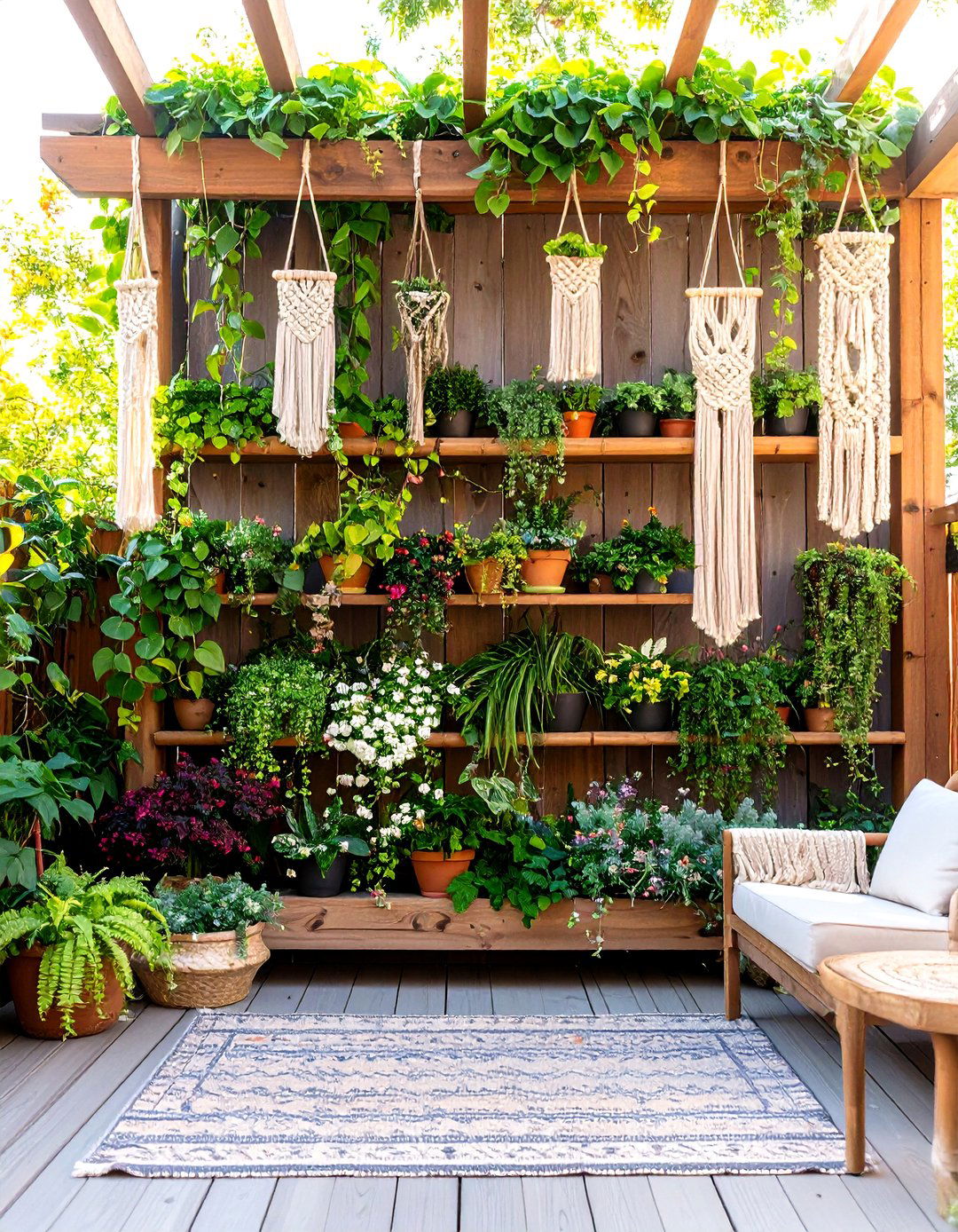 Boho Patio Vertical Garden Wall Display - 20 Boho Patio Ideas