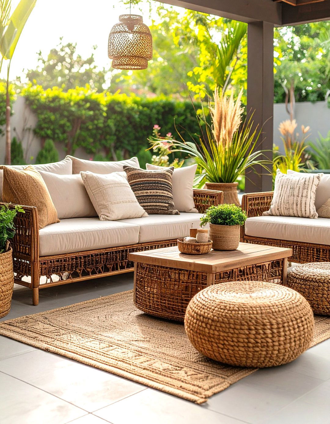 Boho Patio Woven Basket Storage Solutions - 20 Boho Patio Ideas