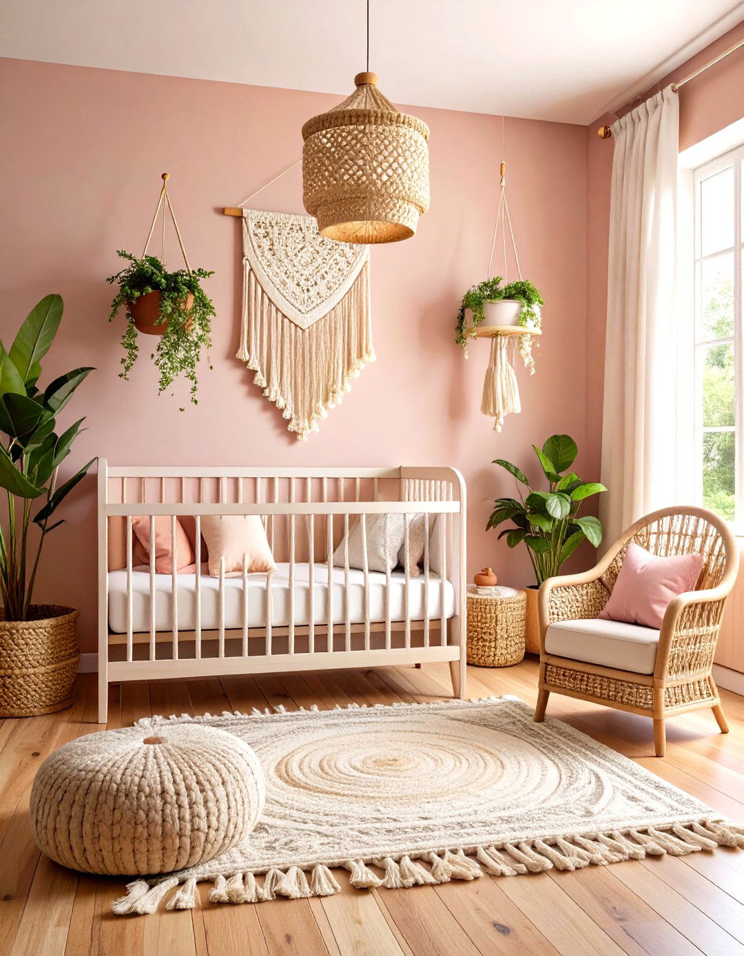 Boho Pink Nursery with Eclectic Warmth - 20 Pink Nursery Ideas