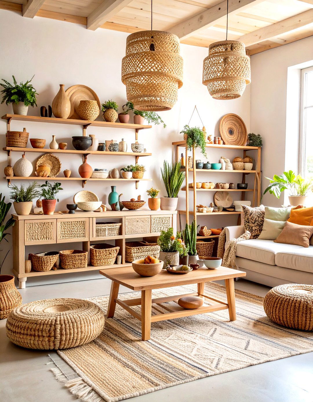 Boho Room with Artisanal Craft Display - 20 Boho Room Ideas