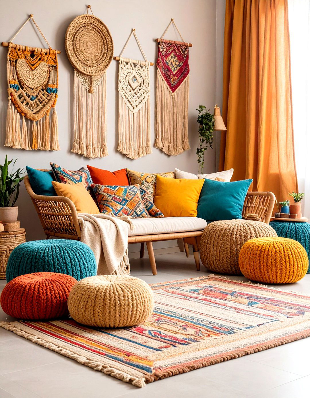 Boho Room with Natural Fiber Textures - 20 Boho Room Ideas