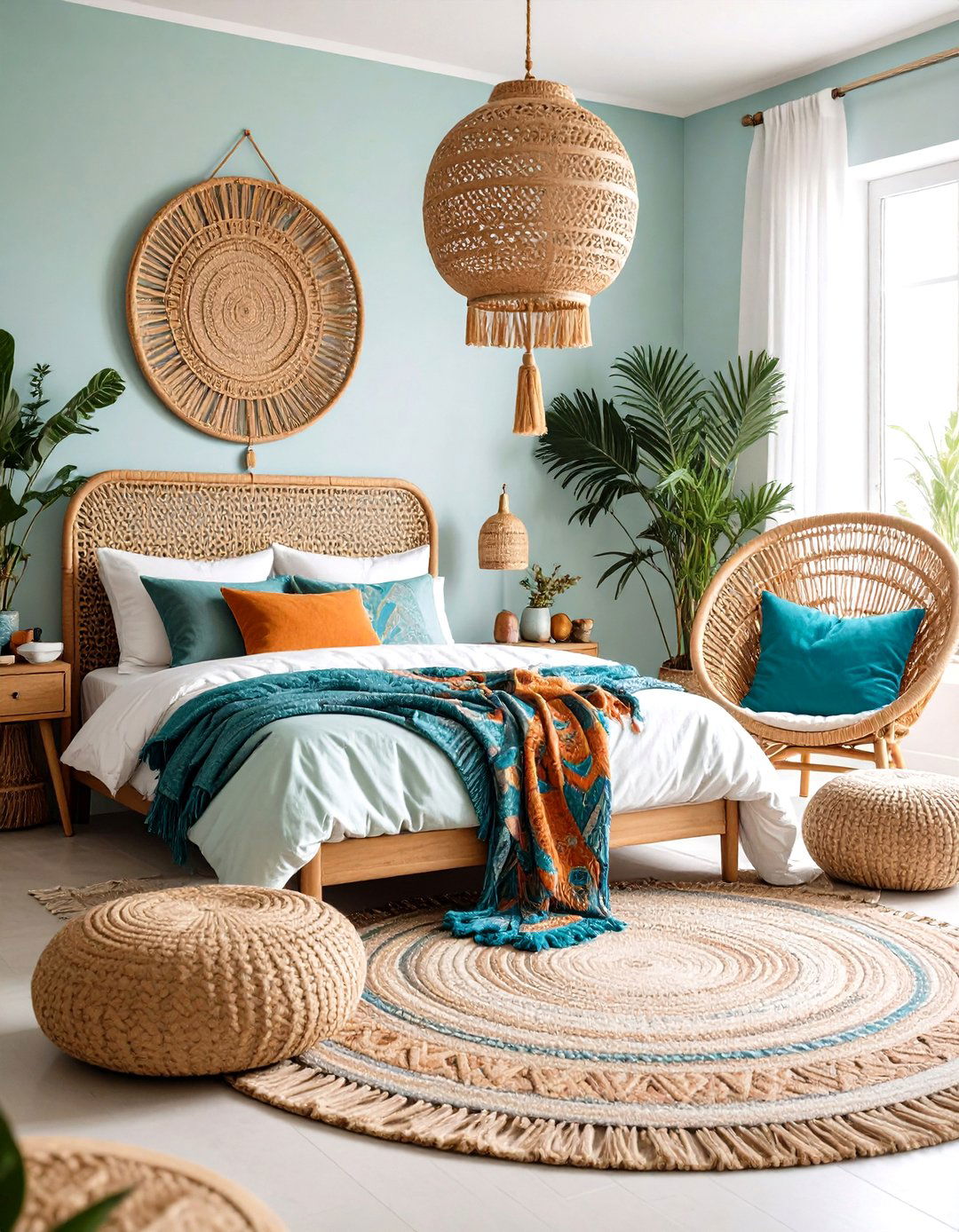 Boho Room with Rattan Statement Furniture - 20 Boho Room Ideas