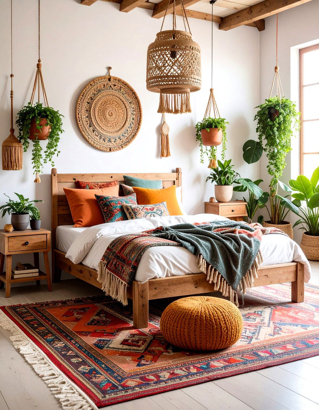 Boho Rustic Bedroom with Layered Textiles - 20 Rustic Bedroom Ideas