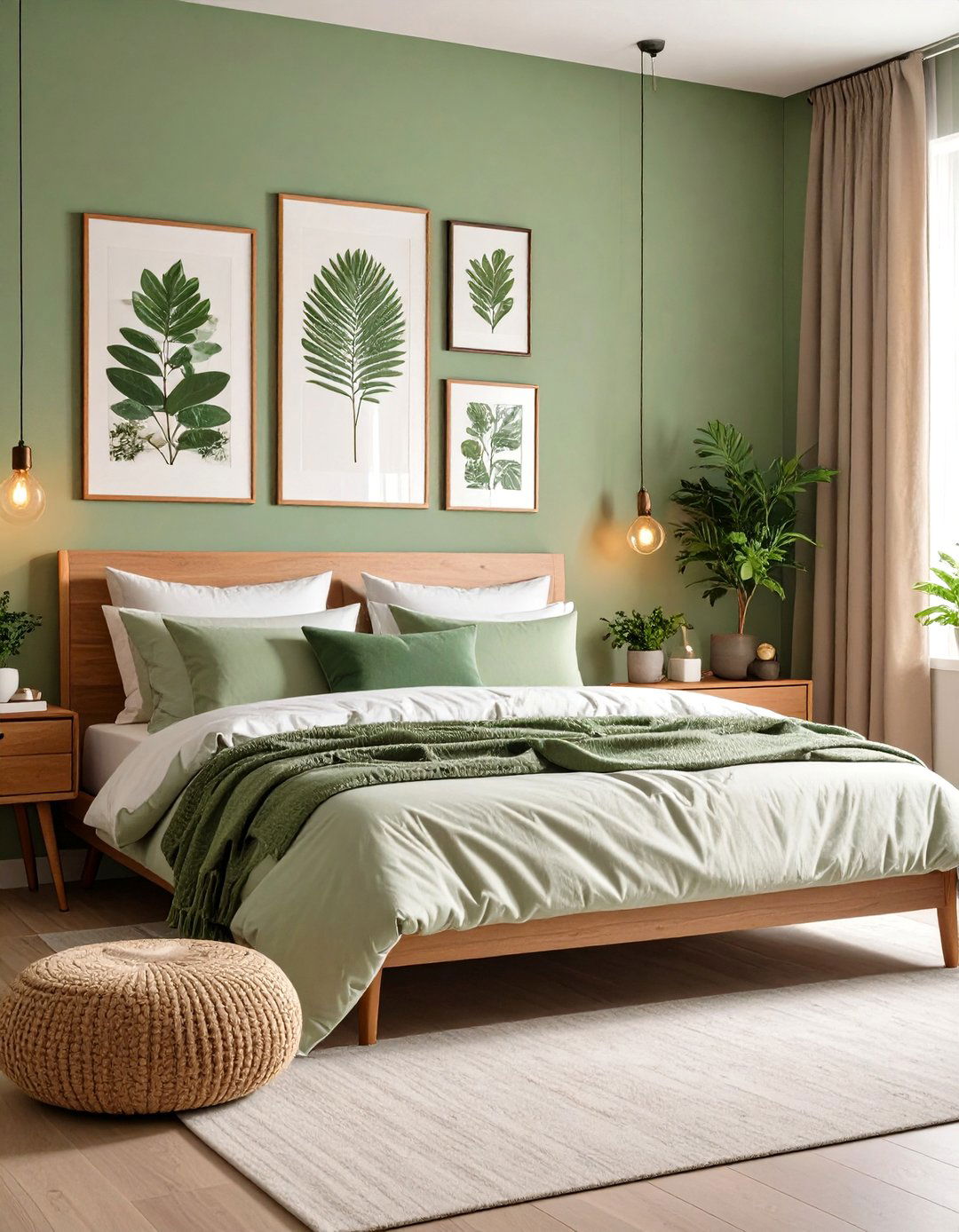 Boho Sage Green Bedroom Artwork with Botanical Themes - 20 Boho Sage Green Bedroom Ideas
