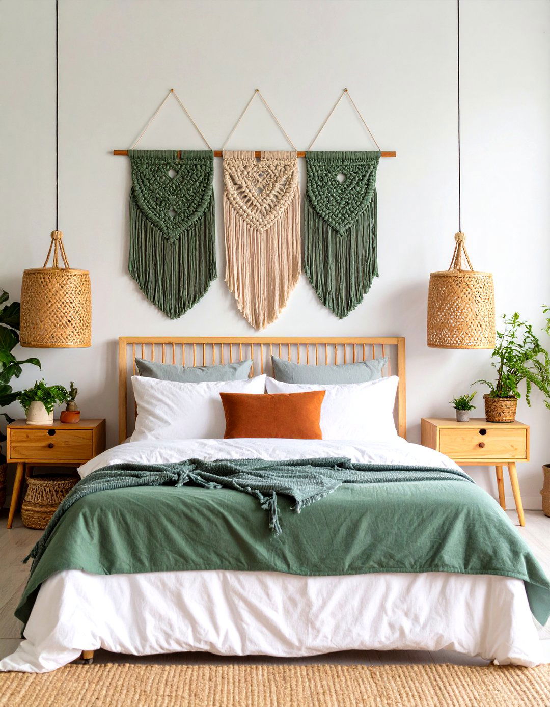 Boho Sage Green Bedroom Macrame Wall Art Collection - 20 Boho Sage Green Bedroom Ideas