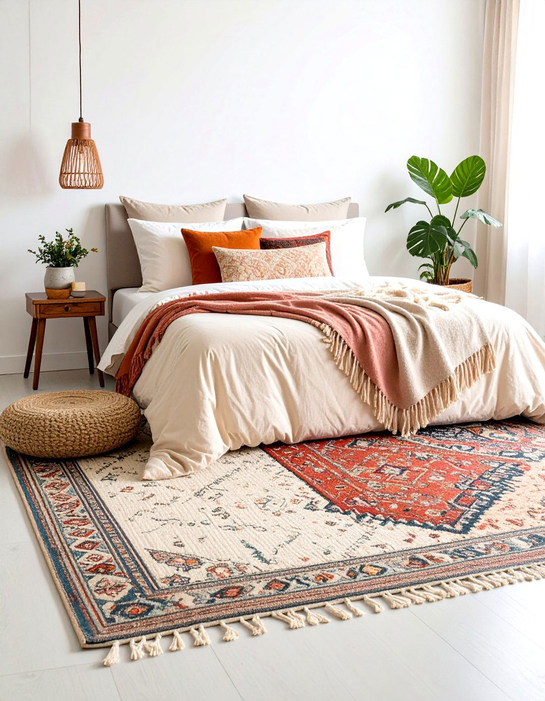 Boho Sage Green Bedroom Rugs with Vintage Patterns - 20 Boho Sage Green Bedroom Ideas