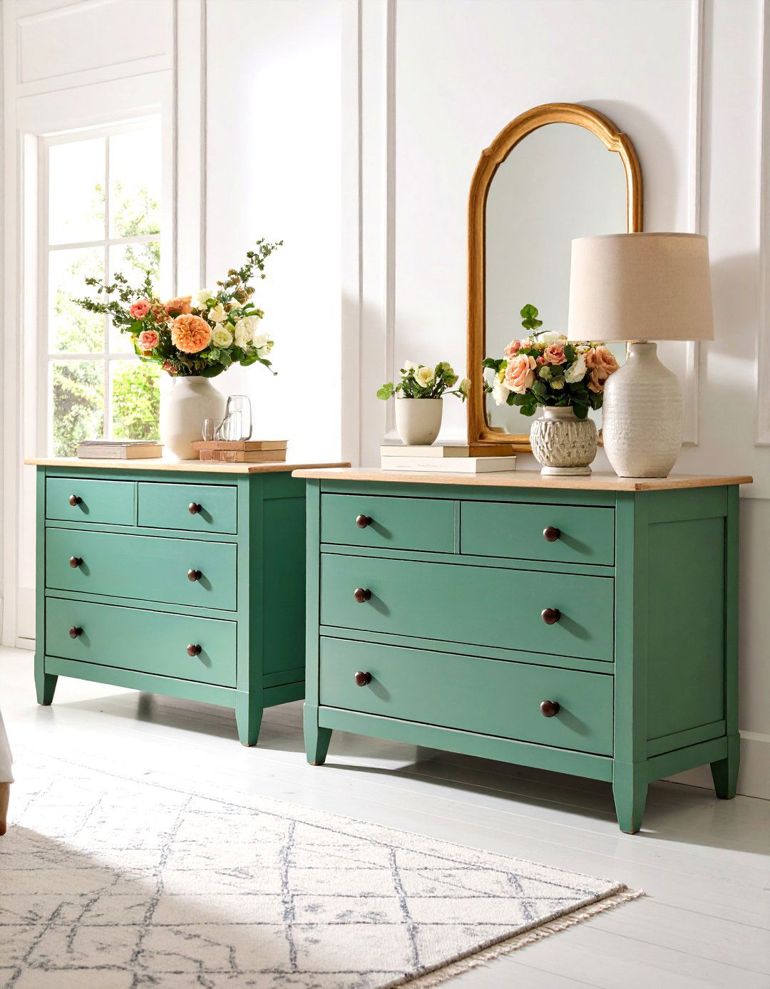 Boho Sage Green Bedroom Vintage Furniture with Painted Finishes - 20 Boho Sage Green Bedroom Ideas