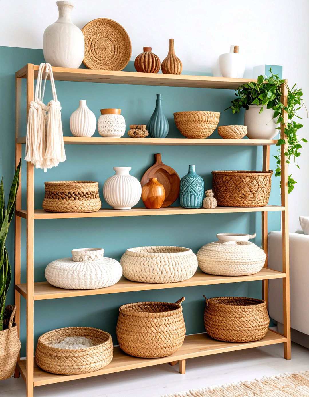 Boho Scandinavian Indoor Plant Styling with Natural Planters - 20 Boho-scandinavian Design and Decor Ideas