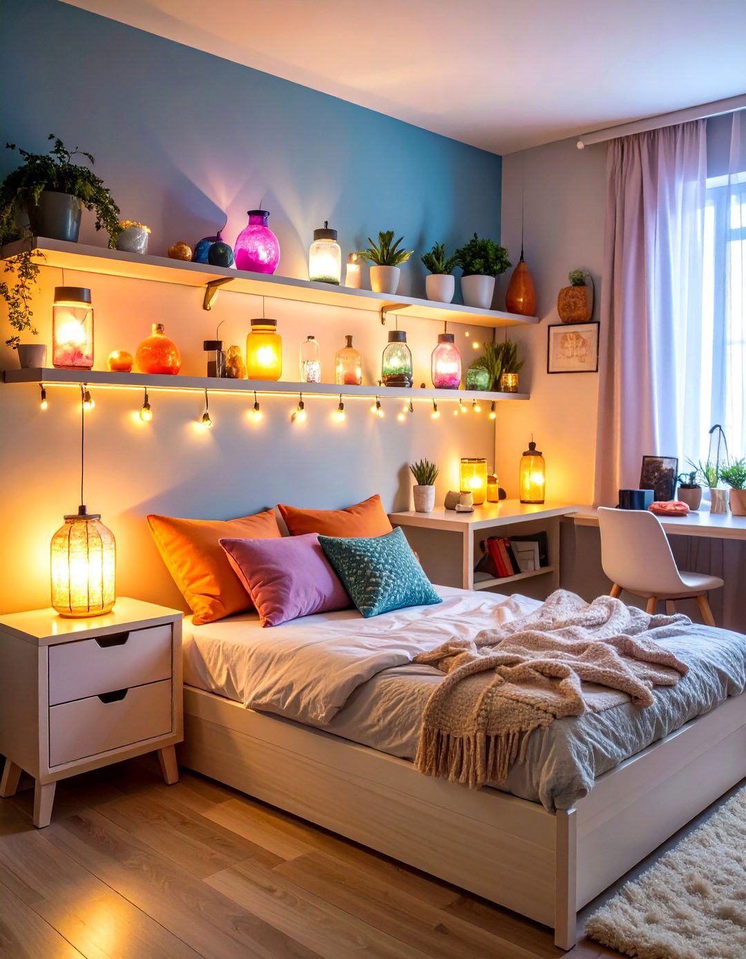 Boho Teen Bedroom Ideas with Ambient Lighting Schemes - 20 Boho Teen Bedroom Ideas
