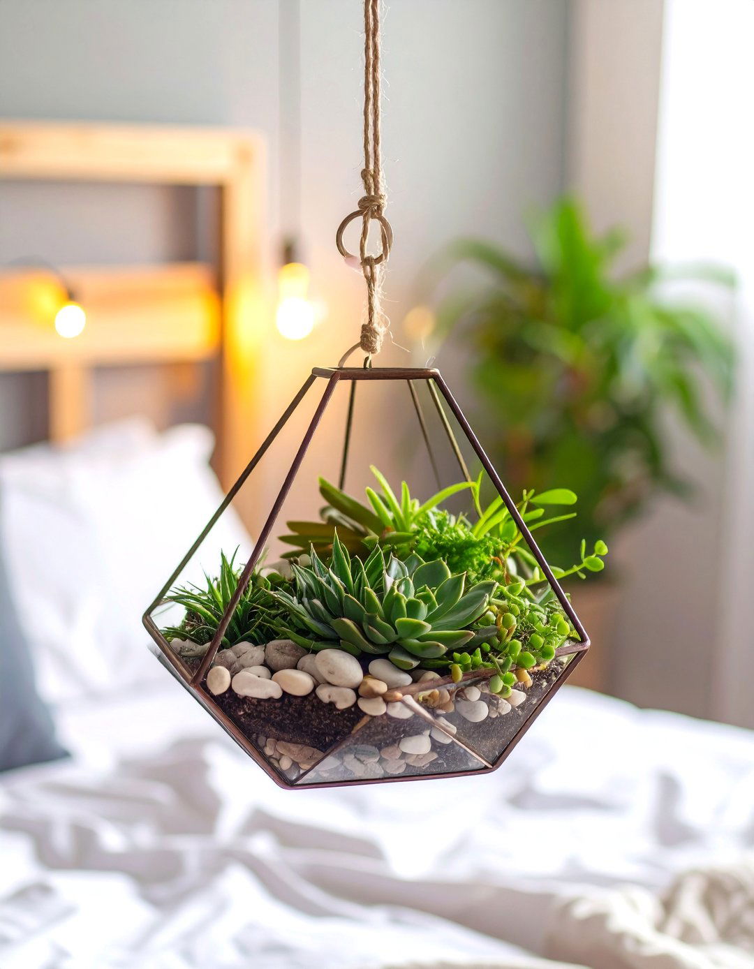 Boho Teen Bedroom Ideas with Hanging Terrarium Garden - 20 Boho Teen Bedroom Ideas
